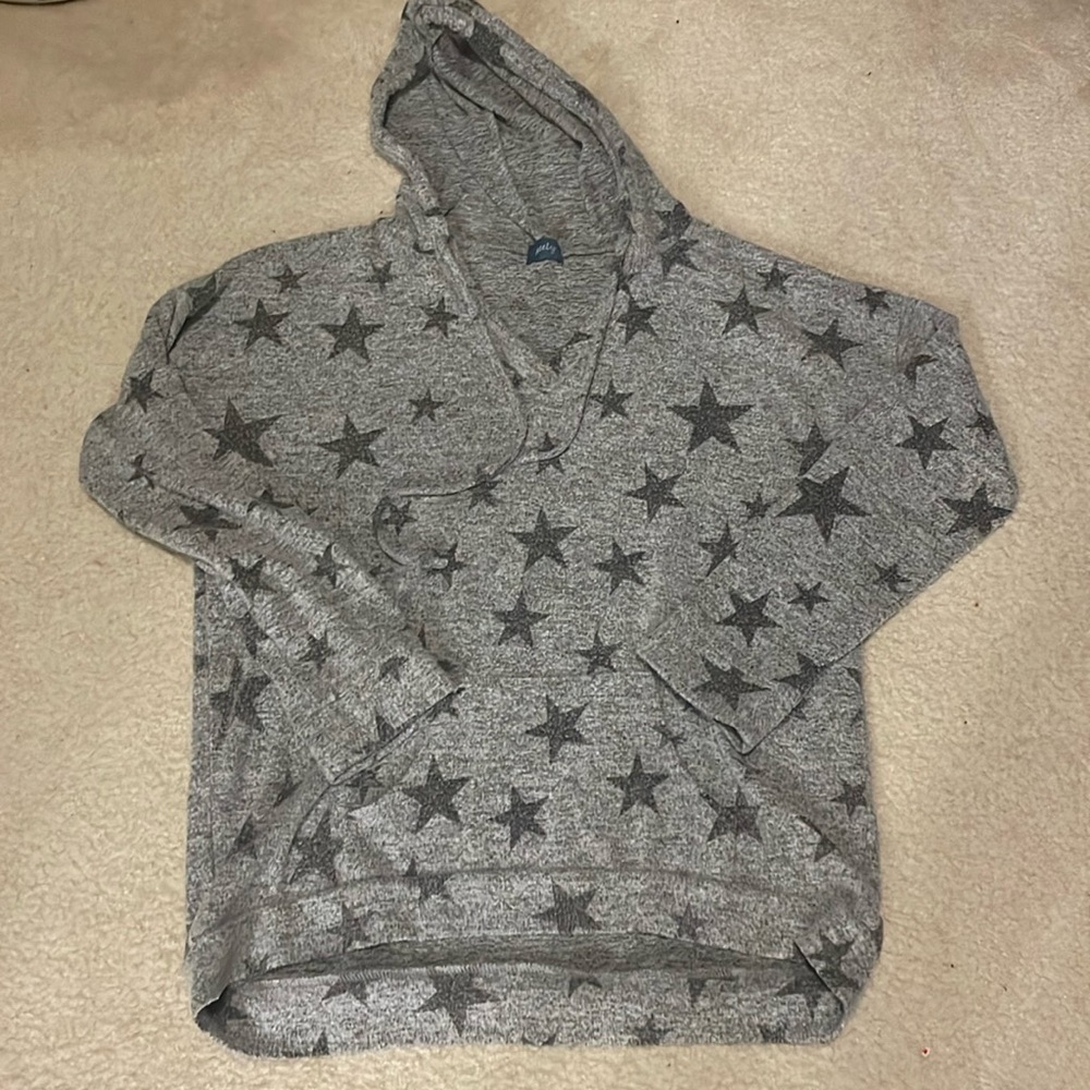 Gray Star Patterned Hoodie